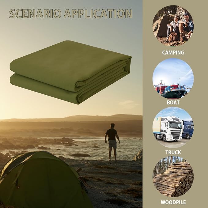 FoundGo Canvas Tarp 8'*10' Heavy Duty Waterproof Tarps - Image 6