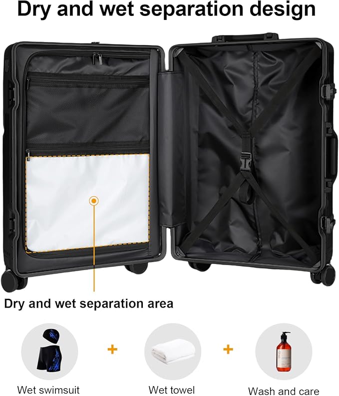 Zipperless Luggage, Polycarbonate Aluminum Hardshell, Expandable Carry-On - Image 4