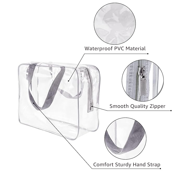 3Pcs Crystal Clear PVC Travel Toiletry Bag Kit - Image 6