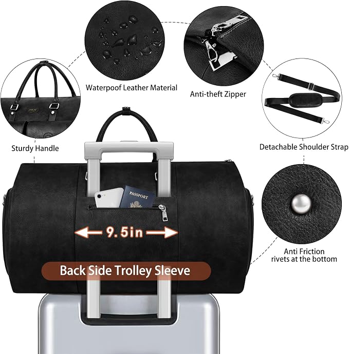 Garment Bag for Travel, Convertible Carry on Garment Duffel Bag for Men 3Pcs - Image 4