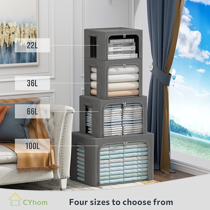 CYhom 4 Pack Clothes Storage Bins - Image 4