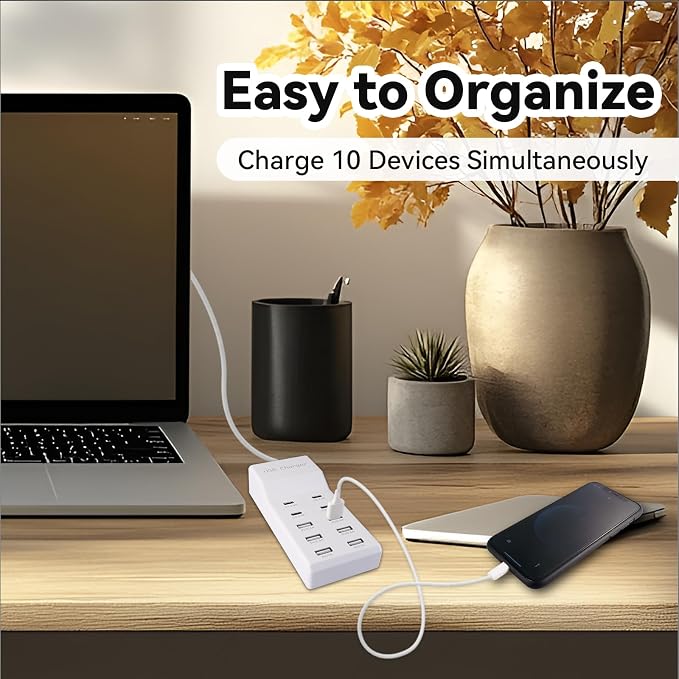 USB Charging Station, 10 Ports Family-Sized USB C Charger Block, USB Power Strip - Image 7