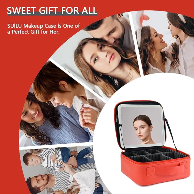 Makeup Bag with Led Mirror, Travel Makeup Organizer with 3 Color Setting & 10X - Image 6