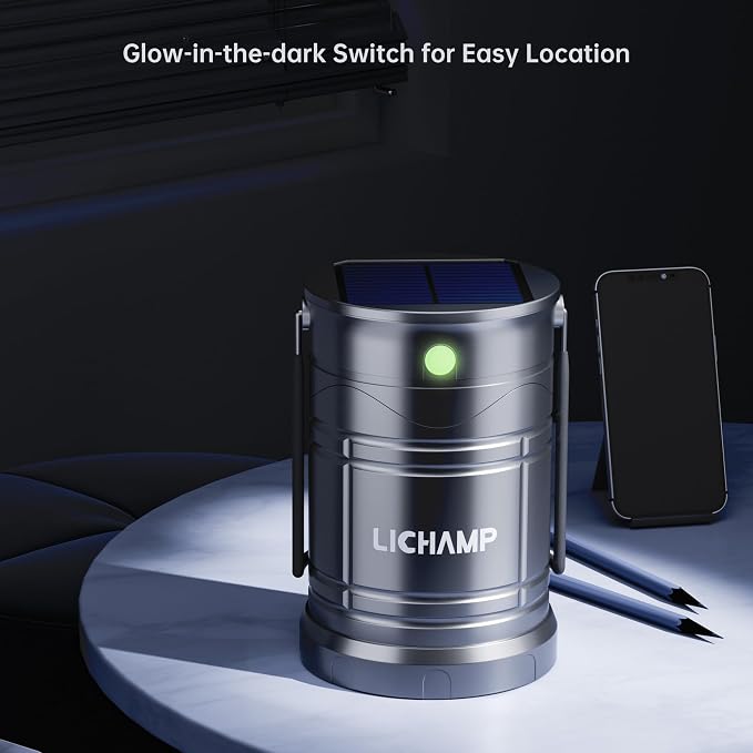 Lichamp 1-Pack Solar Camping Lantern, USB Rechargeable LED Lanterns Battery - Image 7