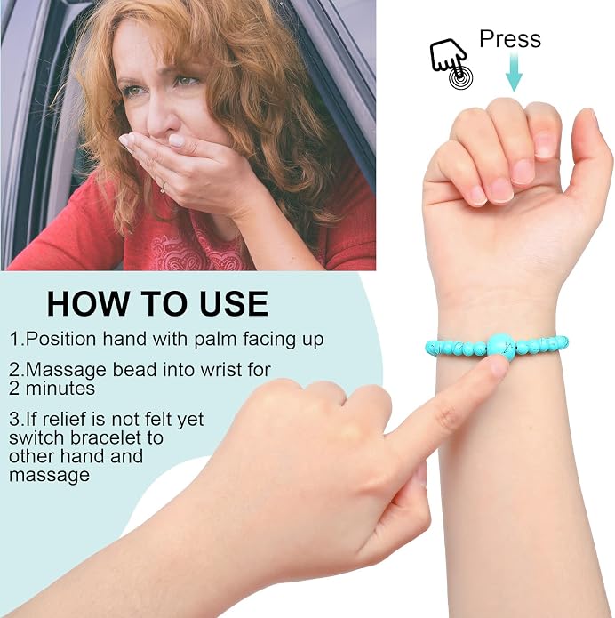 Sureio 6 Pcs Motion Sickness Bands Bracelet Anti Nausea Adjustable Wristband - Image 2