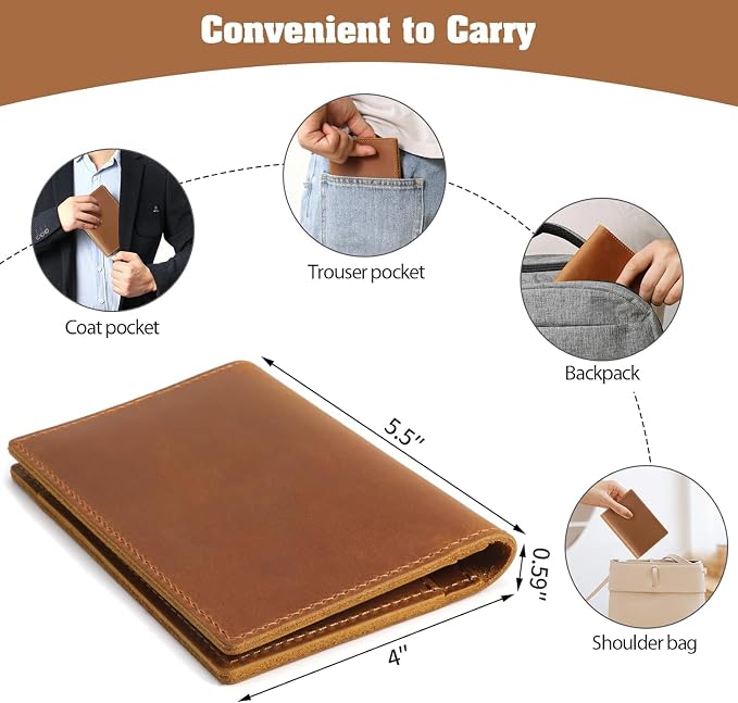Jack&Chris Leather Passport Holder, Handmade Passport cover, Travel Wallet - Image 4