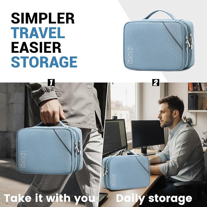 Lanola Electronic Organizer Travel Double Layer Cable Organizer Bag, Accessory - Image 7