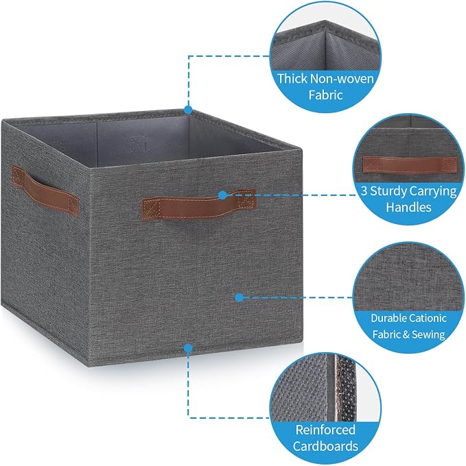 GhvyenntteS Large Fabric Storage Bins 6 Pack, Foldable Closet Storage Bins - Image 3