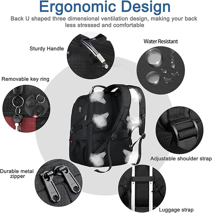 Z-MGKISS Extra Large Backpack for Men, Gaming Laptop Travel Bag Fits 18.4-19" - Image 5