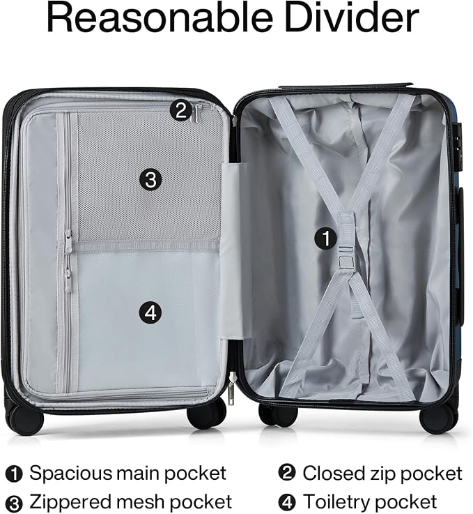 Hanke 24 Inch Expandable Checked Luggage Lightweight PC Hard Case Luggage - Image 7