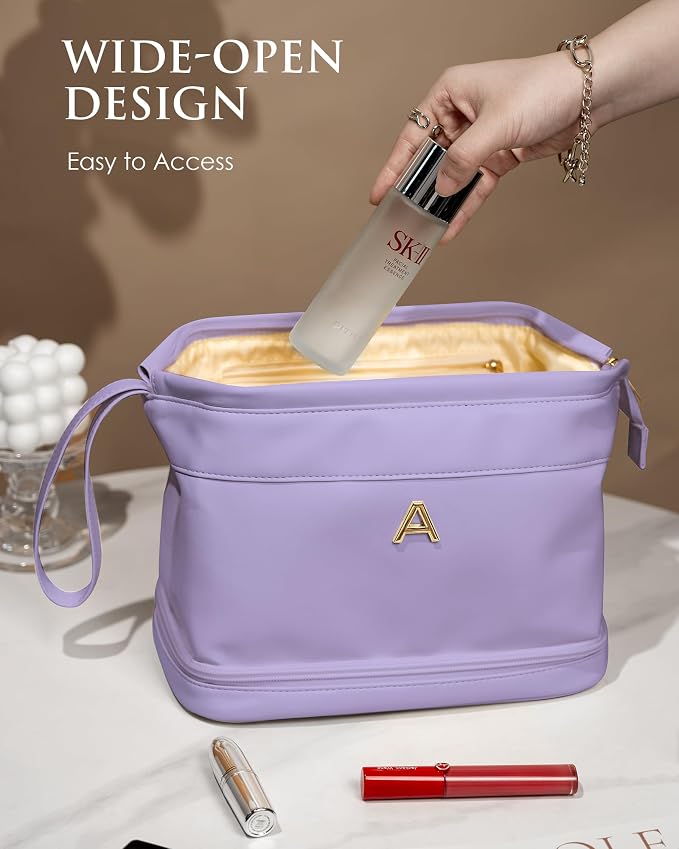 Initial Makeup Bag, Daughter Gifts, Personalized Double Layer Cosmetic Bag - Image 3
