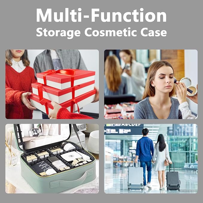 Travel Makeup Bag with LED Lighted Mirror, Travel Makeup Organizer, 3 Color - Image 5