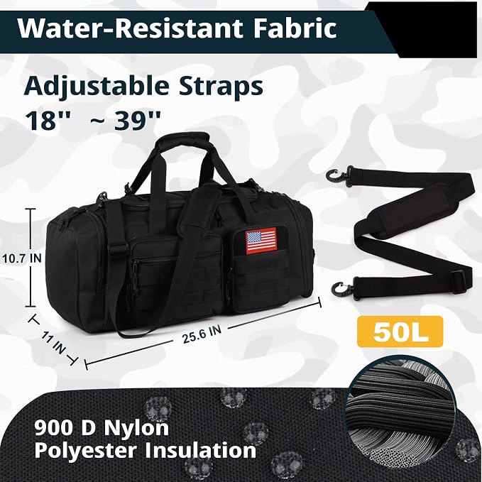 Tactical Gym Bag for Men，50L Large 3 in 1 Sports Duffle Bag - Image 4