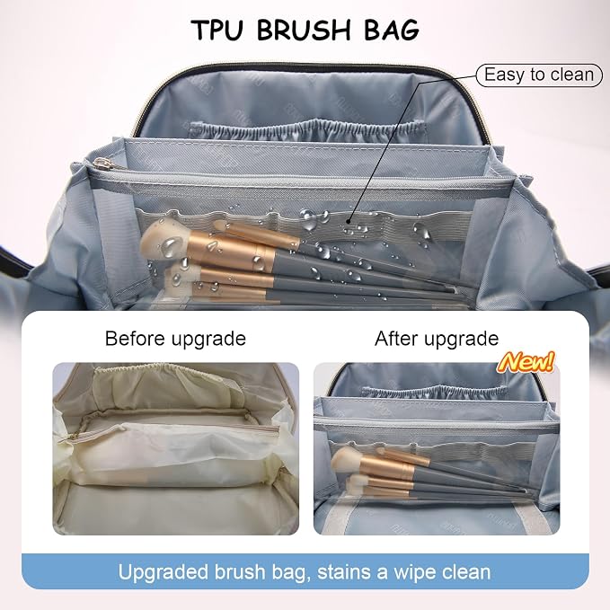 Travel Makeup Bag for Women: Large Capacity Open Flat Make up Bag Set of 3 - Image 5