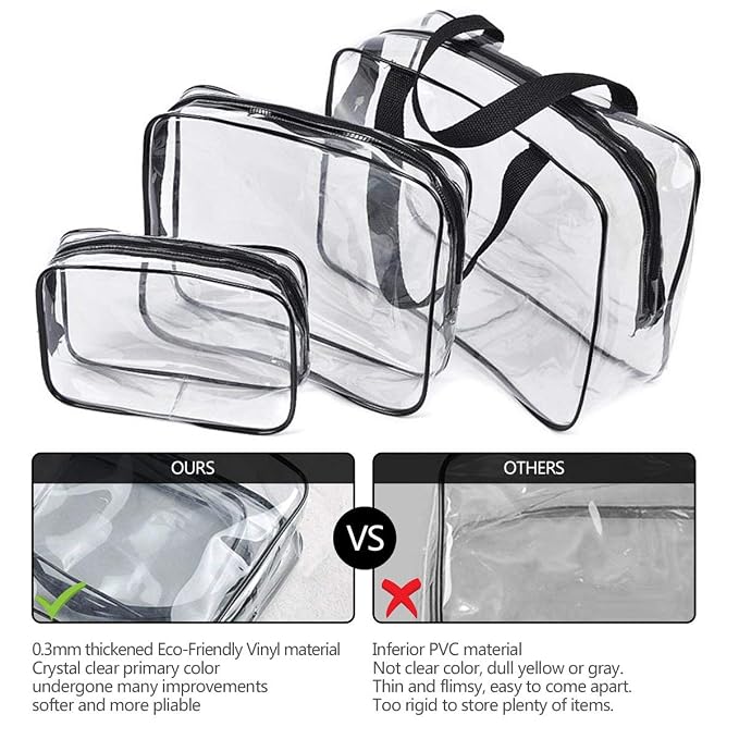 4Pcs Crystal Clear PVC Travel Toiletry Bag Kit - Image 4