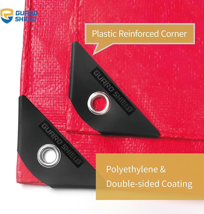 GUARD SHIELD Red Tarp 10x20 Feet Tarps High Visibility Outdoor Poly Cover - Image 2