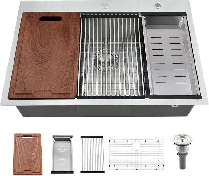 30 Inch Drop In Kitchen Sink Workstation-Bokaiya 30x22 Stainless Steel Drop In by Bokaiya