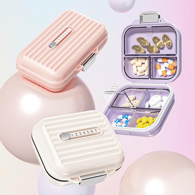 Travel Pill Organizer Box with Labels, 7 Compartments Portable Mini Pill Case - Image 7