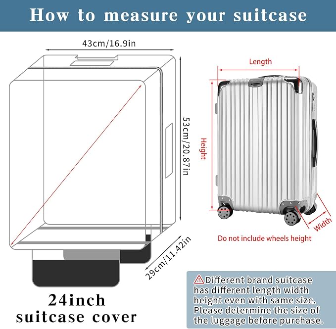 Yotako Upgraded Zippered Clear PVC Suitcase Cover, 24 Inch Luggage Covers - Image 2