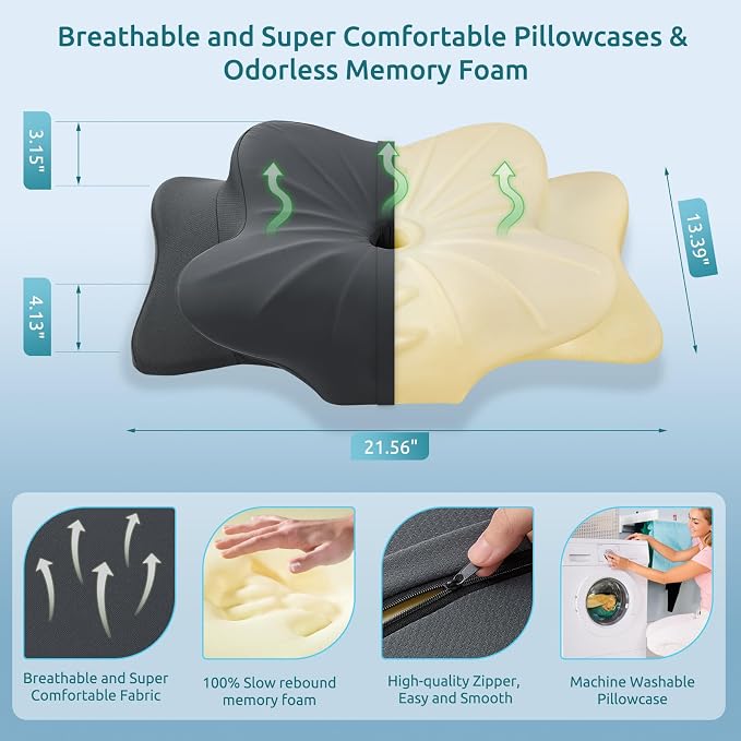 DONAMA Cervical Pillow for Neck and Shoulder, Contour Memory Foam Pillow - Image 4