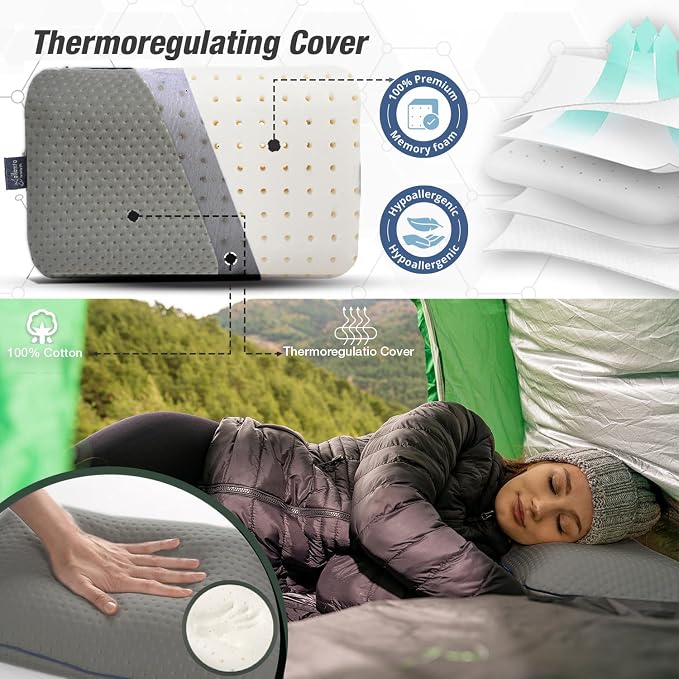 Travel & Camping Comfortable Memory Foam Pillow – Easy to Carry Portable Bag – - Image 2