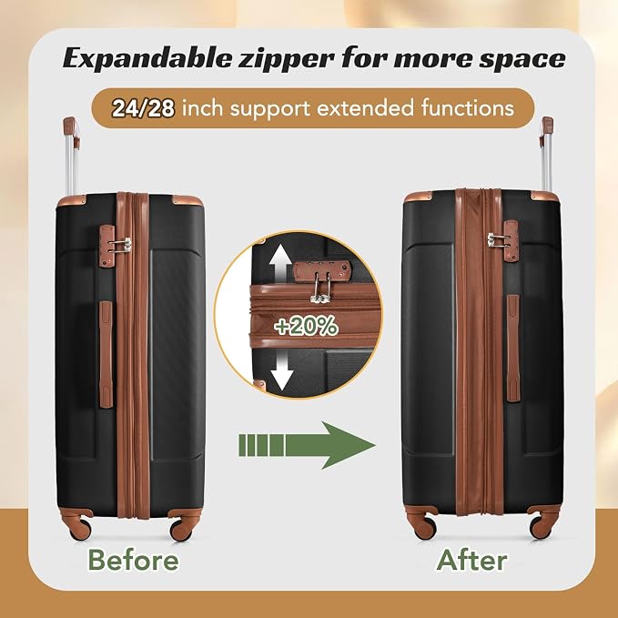Merax Luggage Set 3 Piece Expandable Lightweight Spinner Suitcase - Image 4