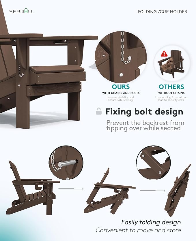 SERWALL Adirondack Chair with Cup Holders - Image 7