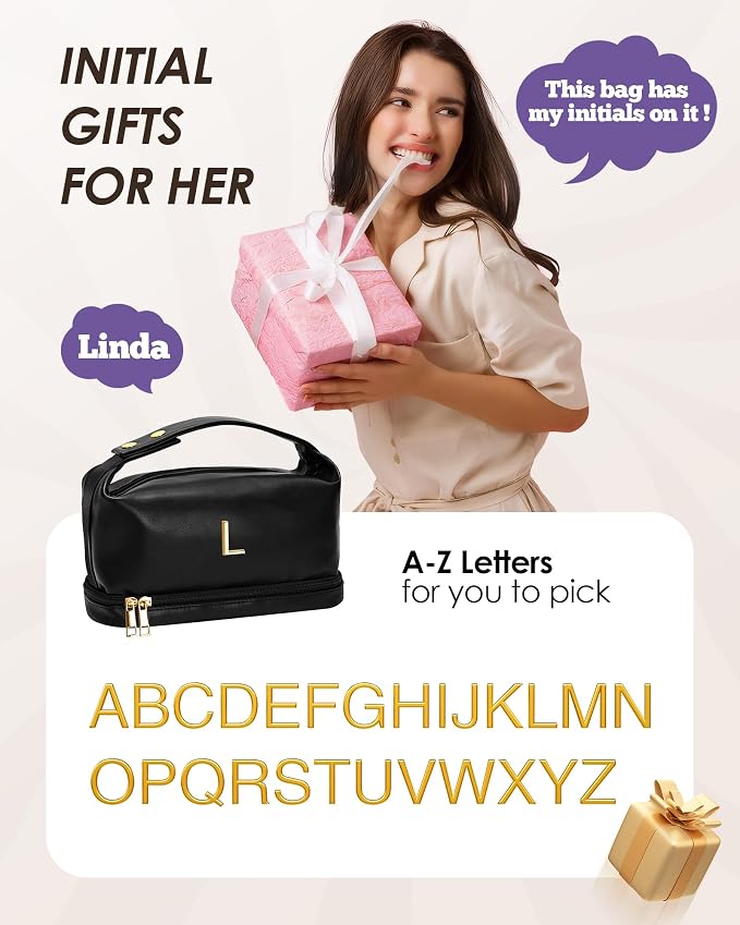Teacher Gifts-Initial Makeup Bags Personalized Bags - Image 7