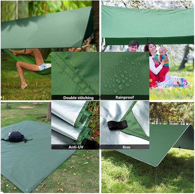 Camping Hammock with Rain Fly Tarp Mosquito Net Heavy Duty Tree Straps Portable - Image 6