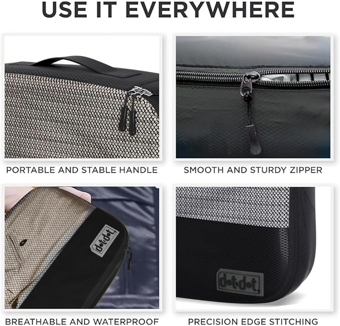 5pc Small Black Packing Cubes for Suitcases - Image 2