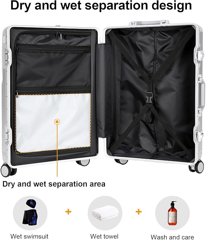 2-Piece Hardshell Zipperless Luggage Set, 20/26" Aluminum Frame Hardshell - Image 4