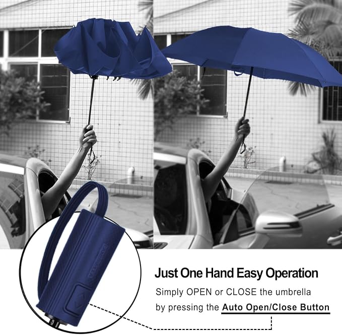 LANBRELLA Compact Reverse Folding Umbrella Auto Windproof Travel Umbrella - Image 4