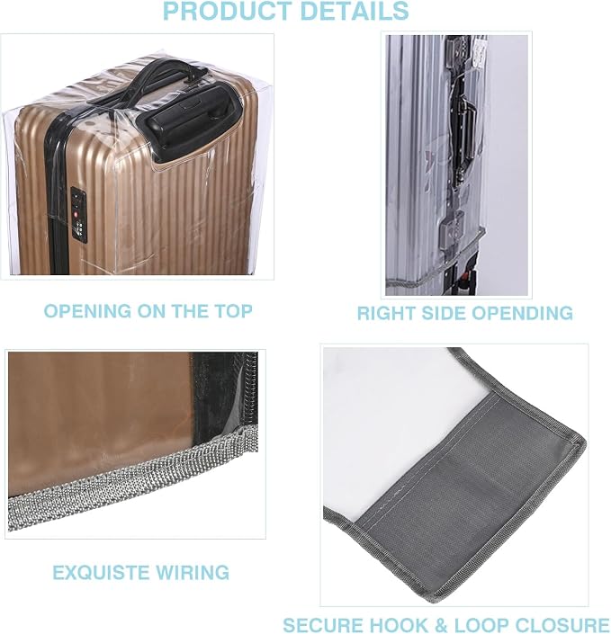 3PCS Clear PVC Suitcase Cover Protectors Thicken Luggage Coves Full Transparent - Image 5