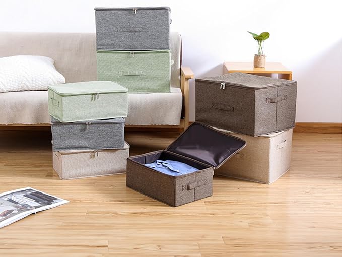 ANMINY Storage Bins with Zipper Lids 13 Qt Lidded Fabric Storage Boxes Baskets - Image 8