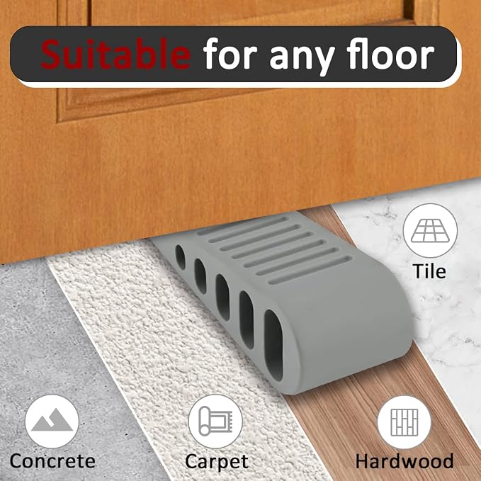 JQK Rubber Door Stopper Wedge, Wooden Floor, DSB61-GY-P9 - Image 4