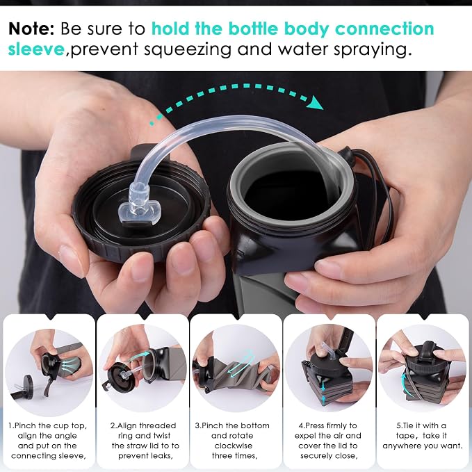 2pcs Collapsible Water Bottles 20.6oz Foldable Water Bottle BPA Free Reusable - Image 7