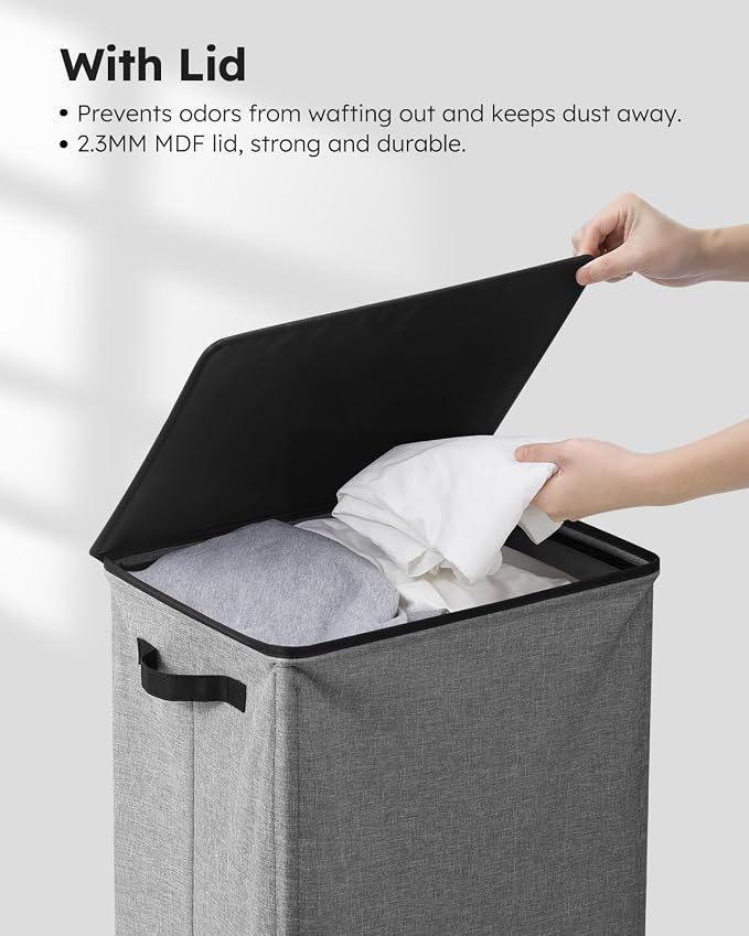 SOLEDI Laundry Hamper with Lid 100L Large & Tall Collapsible Laundry Basket - Image 6
