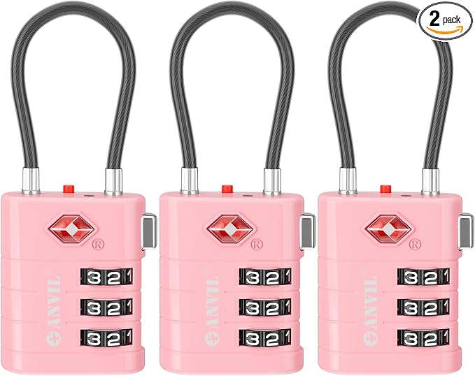 ANVIL TSA Approved Luggage Locks – High Security TSA008 Combination Travel Locks by ANVIL