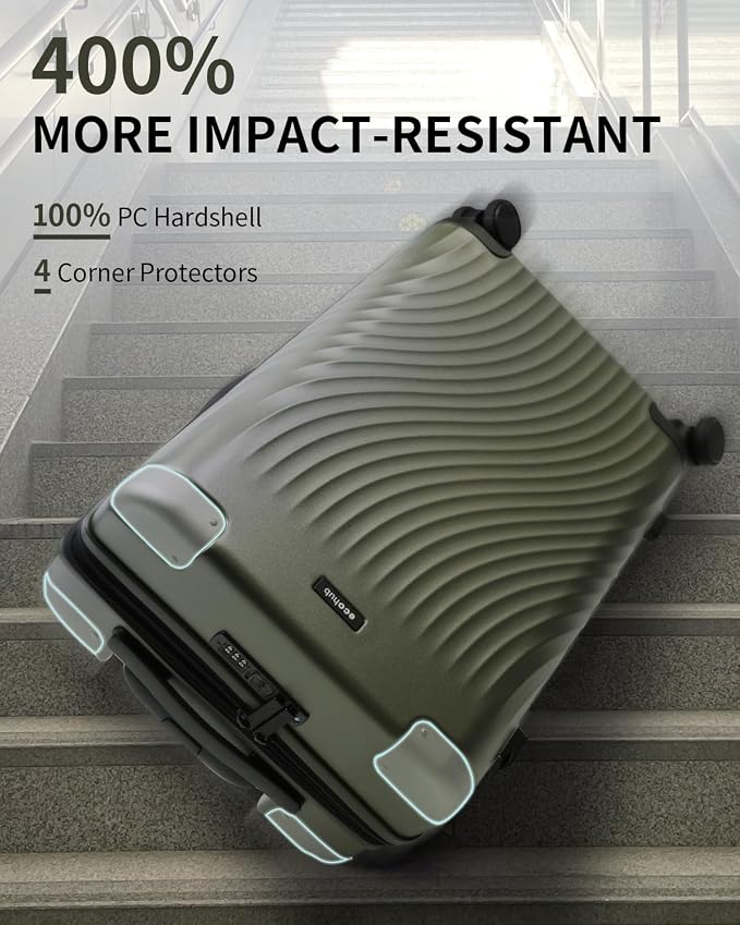 ECOHUB Hardside Expandable Carry On Luggage Sets, Recycled PC 20/24" Rolling - Image 2