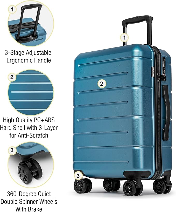 KYME Luggage Sets 3 Piece Hardshell 22in/26in/30in Suitcases - Image 4