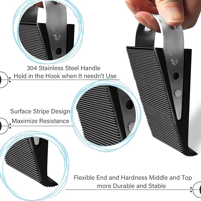 Shackcom Rubber Door Stopper Wedge, 4 Pack Black Heavy Duty Door Stop Suitable - Image 3