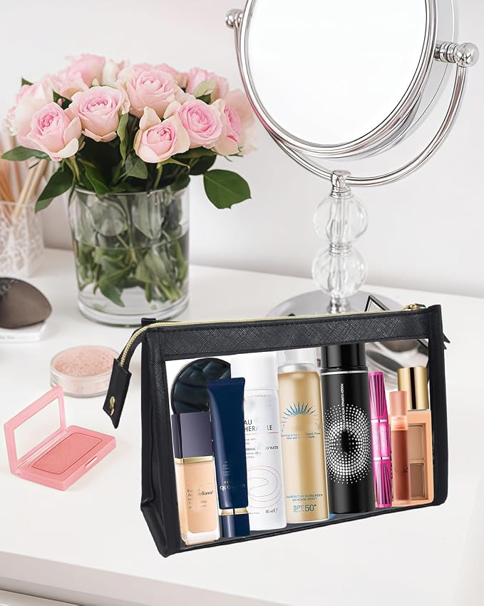 Small Clear Makeup Bag, Waterproof Clear Travel Toiletry Bag Case Cosmetic Bag - Image 2