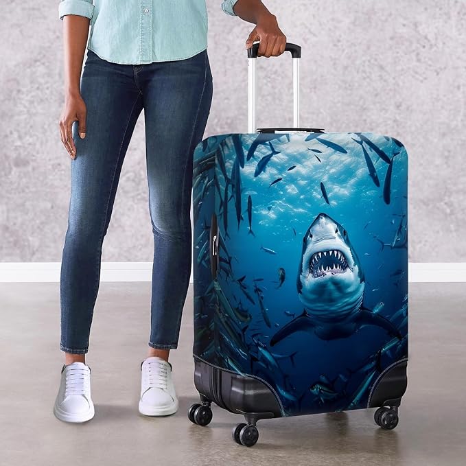 Seadworld Shark Luggage Cover 30-32 Inch High Elastic Thickened Travel Suitcase - Image 4