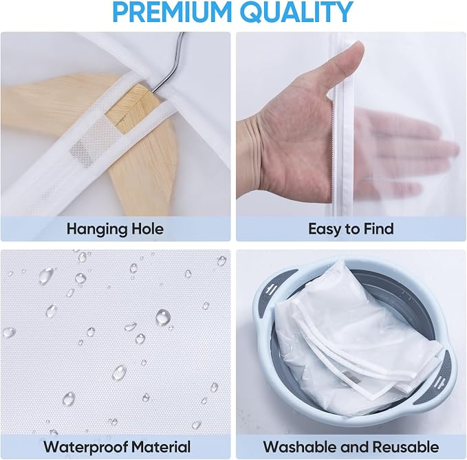 BALEINE 48'' Translucent Garment Bags, 12 Packs PEVA Dress Bag - Image 2