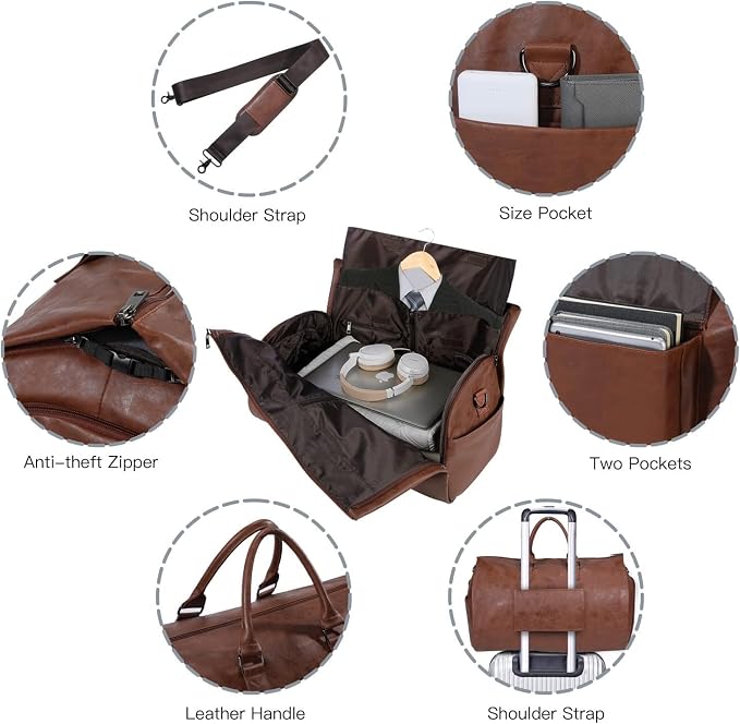 seyfocnia Convertible Travel Garment Bag, Carry on Garment Duffel Bag - Image 3