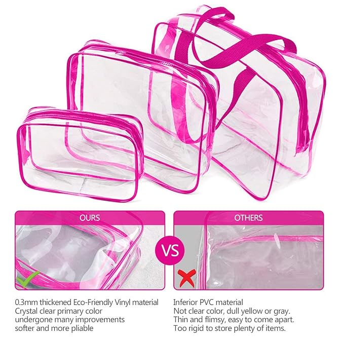 6Pcs Crystal Clear PVC Travel Toiletry Bag Kit - Image 4