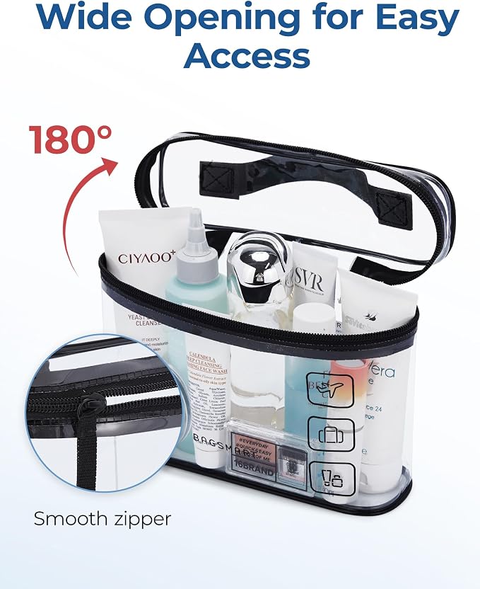 BAGSMART TSA Approved Toiletry Bag, 3 Pack Clear Makeup Cosmetic Bag Organizer - Image 2