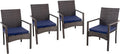 PHI VILLA 4 Pieces Patio Cushioned Rattan Chairs, Outdoor Modern PE Wicker by PHIVILLAThepioneerofcomfortablehouseholdsupplies