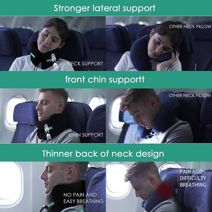 GOLDORANGE Large Travel Pillow Neck Chin Head Support Best Memory Foam Neck - Image 6