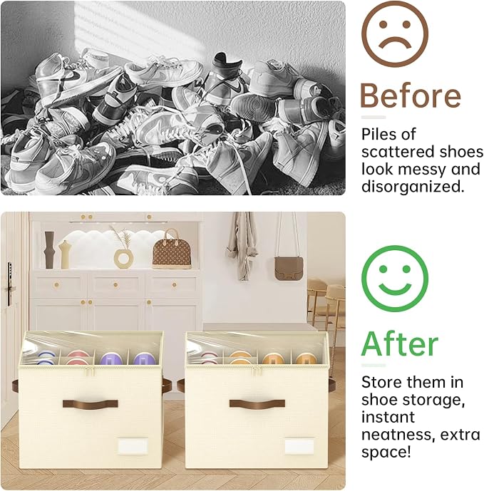 Shoe Organizer for Closet, Foldable Shoe Storage Containers, Fits up to 16 Pairs - Image 4